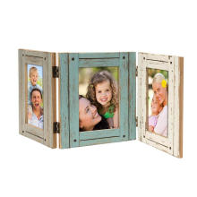 Custom New Design Rustic Wood Holds three  4x6 Picture Photo Frame Distressed photos Display Case